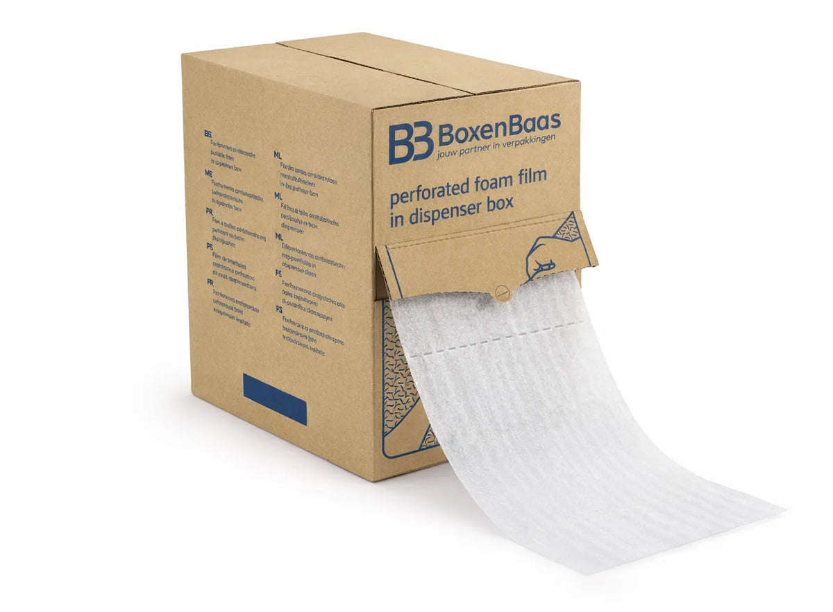 schuimfolie met afscheurperforatie in dispenserdoos