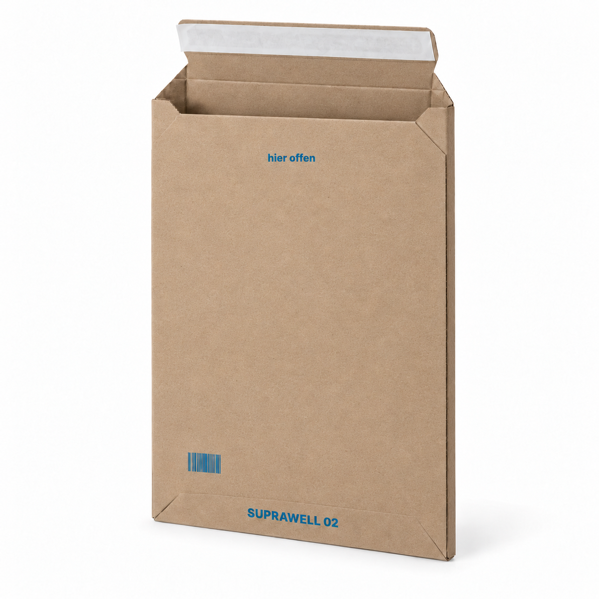 Versterkte kartonnen envelop Suprawell® – open, met zelfklevende sluitstrip